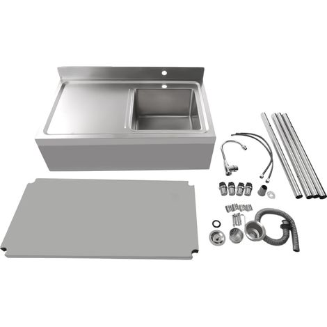 Fregadero de cocina, acero inoxidable, diseño independiente, color plata. (1/2)