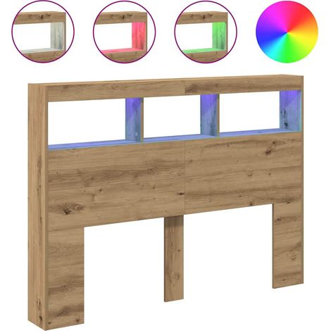 Maison Exclusive - Cabecero de cama con LED roble artesanal 140x1