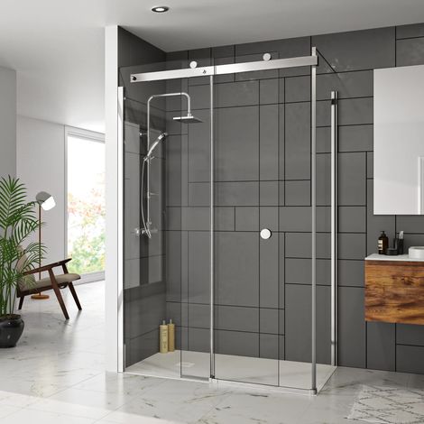 Merlyn Showering - 10 Series Sliding Door - in 3 Sizes - Side Panel Options, Left Hand-1200mm-800 (1/2)