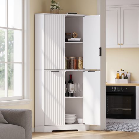 Armario esquinero 60x60x172 cm de MDF blanco, 4 puertas, ahorro de espacio – MEUBLIV (1/5)