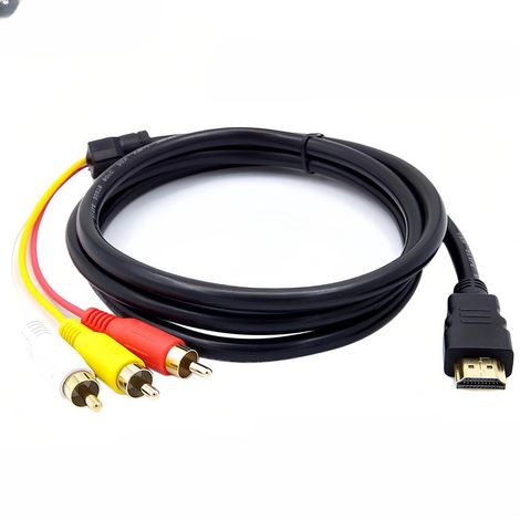 Câble adaptateur RCA HDMI de 1,5 m avec décodeur de signal actif : adaptateur HDMI vers 3RCA convertisseur de 1,5 m pour TV, projecteur, DVD, home cinéma et appareils de streaming. (1/5)
