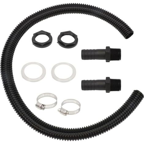 Lntyq Kit Raccord Recuperation Eau de Pluie, Raccord Recuperateur Tonneau pour Eau de Pluie, 2 Colliers de Serrage 2 Tuyaux avec Bec de Tuyau de Raccordement 50 cm 25 mm
