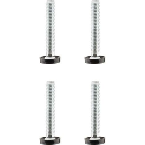 Cyclingcolors – Vérin réglable pour meuble – Lot de 4 – Longueur 80mm – Tête en plastique noir lisse – Diamètre filetage M10