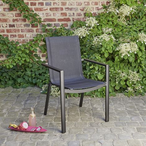 Fauteuil de jardin en aluminium et textilène gris (1/5)