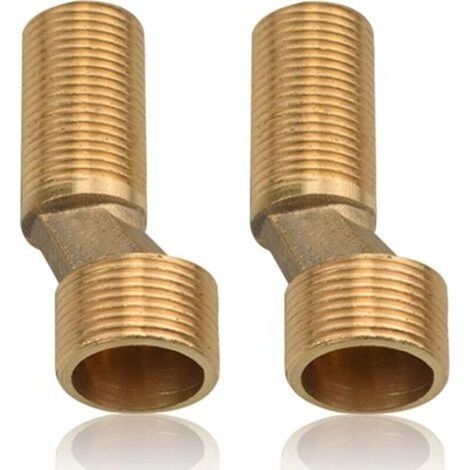 Pair Lot de 2 adaptateurs pour robinet de douche 3/4\" vers 1/2\" en laiton - Filetage extérieur S - Adaptateur décalé de 8 mm - Longueur : 70 mm - Raccord excentrique réglable pour robinet mural (1/5)