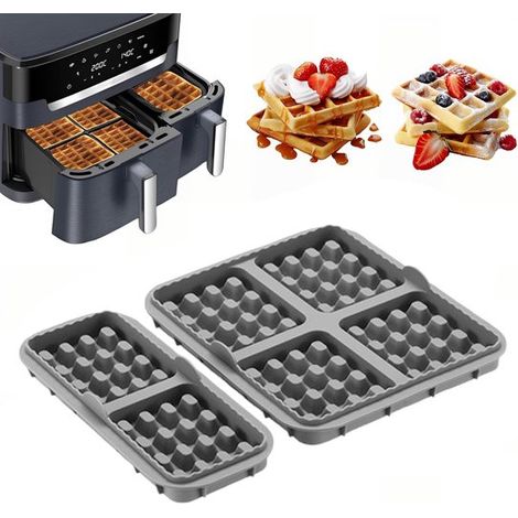 2 Teglie per waffle - Compatibili con friggitrice ad aria Philips serie 3000 (6L/3L) e Tefal EY9018 - Grigio (1/3)