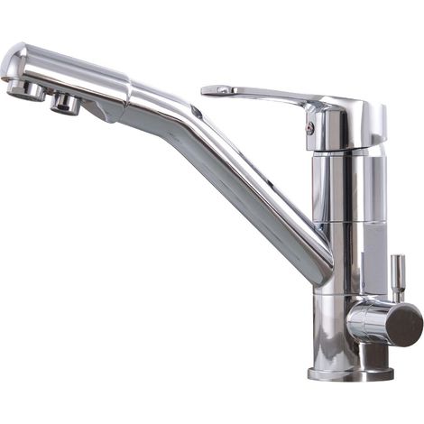Robinet de cuisine 3 voies, pivotant à 360°, mitigeur d'évier à bec flexible, G3/8" (beige) (1/5)