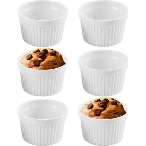 Cuencos de porcelana blanca para hornear, 9 cm, 200 ml, 6 unidades. (1/5)