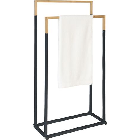 Portasciugamani da terra 86 x 44 x 21 cm asciugatura efficiente design decorativo in metallo nero 130017853