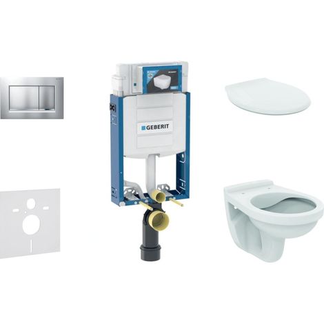 Geberit Kombifix - Set d'installation pré-murale, cuvette Alpha avec abattant, plaque de déclenchement Sigma20, chrome mat/chrome 110.302.00.5 NR7 (1/5)