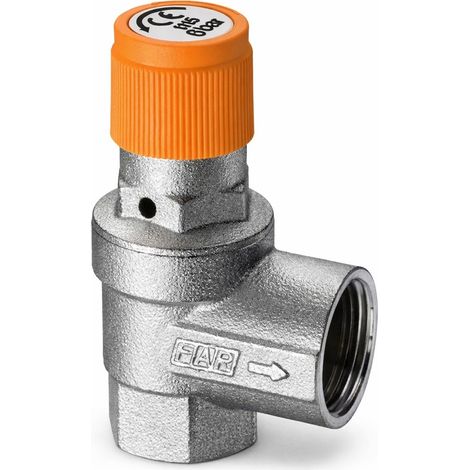 Normales Sicherheitsventil verchromt für Solaranlagen FAR 2006  1/2" x 3/4" - 2,5