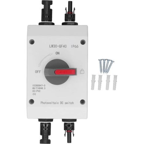 32A PV DC Isolator Switch, IP66 Solar System Combiner Box Insolated Switch For Solar Power System RV, Boats, And Off/On-Grid Solar System(De base)