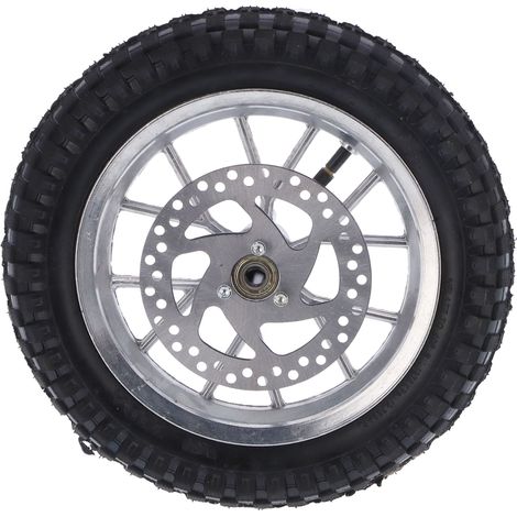 12,5 x 2,75 Zoll Gummivorderreifen, Felge mit Bremsscheibe und angeschraubtem Kettenrad, für 47- und 49-cm³-Zweitakt-Minibikes, silberfarben (1/5)
