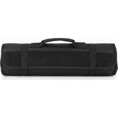 Sac enroulable en tissu résistant à 22 compartiments pour couteaux de chef, coloris noir. (1/5)