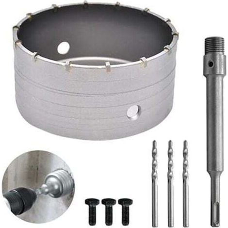 160mm Scie à Cloche Bi-Metal pour Carrelage Beton, Scies Cloches Carotteuse Trépan Beton, avec Adaptateur SDS Plus 220 mm et 3 Foret de Centrage 110 mm (160MM), (1/4)