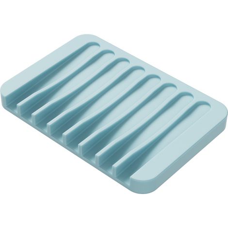 Seifenablage in Kaskadenform für die Dusche, ideal für Bad, Küche oder Arbeitsplatte. Aus weichem Silikon gefertigt, hält sie Seife trocken und ist leicht zu reinigen. 2er-Set, hellblau.