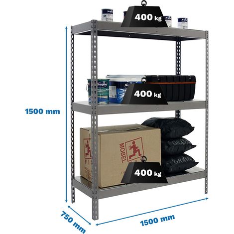 Simonrack Metallregal 3 Ebenen grau verzinkt