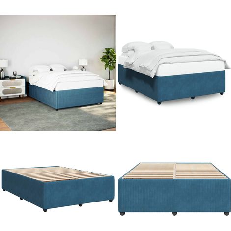 vidaXL Bettgestell Blau 160x200 cm Samt (1/5)