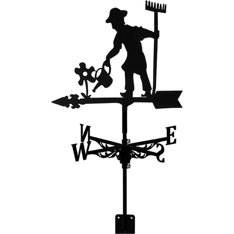CCYKXA  Wetterfahne aus Edelstahl, praktischer Windrichtungsanzeiger, Vintage-Landhausstil, Gartendekoration für Haus und Garten – Bauer
