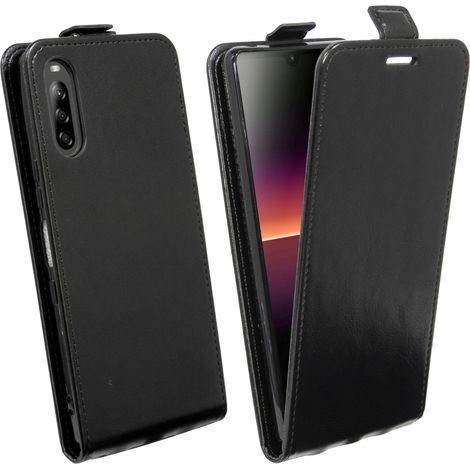 cofi1453® Flip Case kompatibel mit Sony Xperia L4 Handy Tasche vertikal aufklappbar Schutzhülle Klapp Hülle Schwarz (1/5)
