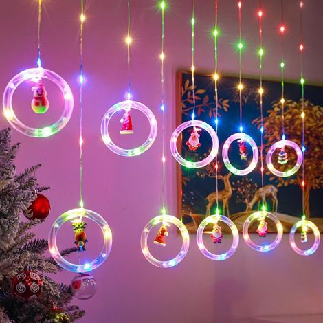 Guirlandes lumineuses LED de Noël pour fenêtres, lumières clignotantes d'ambiance de Noël, vente en gros, guirlandes lumineuses pour décoration d'intérieur [Anneau à vœux] Câble en cuir, télécommande  (1/3)