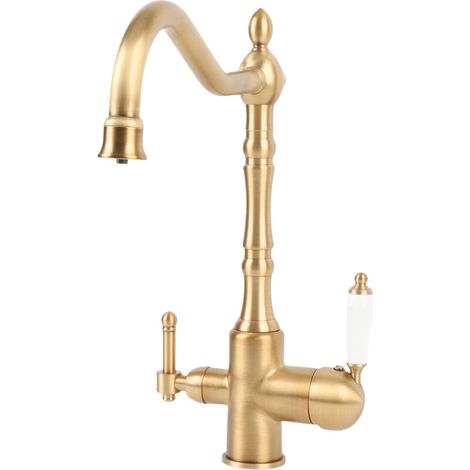Robinet de lavabo, laiton, surélevé, 2 poignées, pour lavabo (1/5)