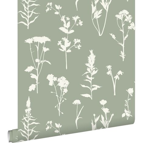 papier peint fleurs des champs vert jade - ESTAhome (1/5)