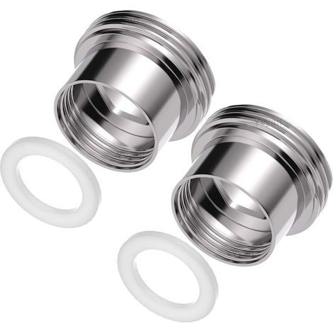 Adattatore per rubinetto - 2 pezzi, filettatura interna F16 a filettatura esterna M22 - Adattatore per aeratore per rubinetto, ideale per aeratori e rubinetti per lavello (Argento, F16-M22) (1/4)