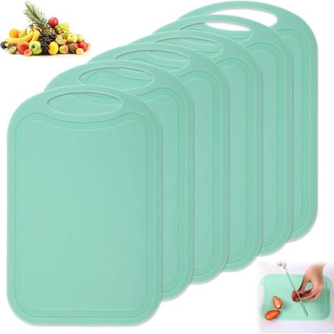 Lot de 6 Antidérapante Planches à Découper de Cuisine Antibactérien avec Poignée, Planche a Decouper Plastique, Alimentaires PP-Matériel Planche à Découper de Cuisine pour Viande, Légumes, Fruits (1/5)
