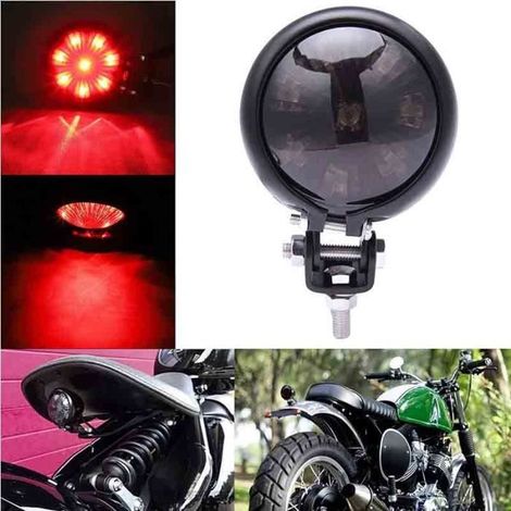 FOLAYA Feux Arrière Rouge LED Frein de Queue Réglable Custom pour Cafe Racer Chopper Bobber (Lentille noire fumée) (1/4)