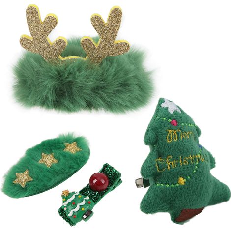 Adorables pinces à cheveux vertes de Noël, accessoires de cheveux délicats avec broches, élastiques, pinces BB, cadeaux d'accessoires de cheveux de Noël.
