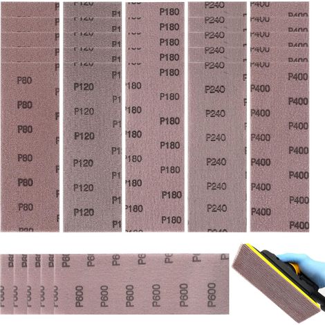 30pcs Bande Abrasive en Filet 80x230mm Grains P80 P120 P180 P240 P400 P600 (1/5)