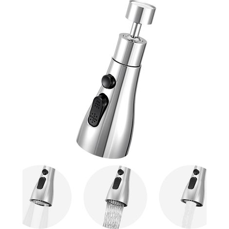 Douchette Evier Cuisine, 360 Degres Embout Robinet, 3 Modes Douchette Mousseur Robinet Economie Eau, Mitigeur Evier Embout Robinet Cuisine, Adaptateur Robinet Universal Orientable (1/5)