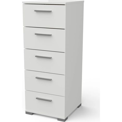 cassettiera "izzy" 5 cassetti quercia e bianco opaco, 39,8x41,9x101,8 cm