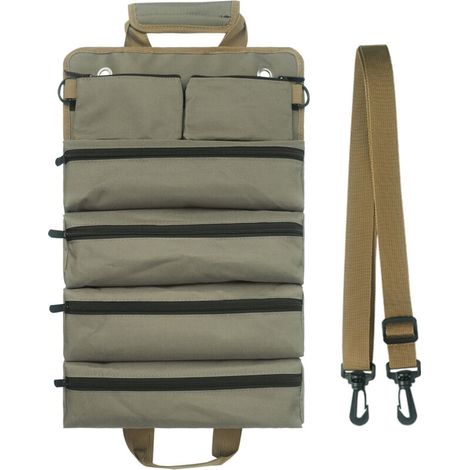 Sac à outils enroulable pour homme/femme, organiseur d'outils à roulettes durable et imperméable, bandoulière multifonctionnelle, sac à roulettes portable et robuste,vert (1/4)