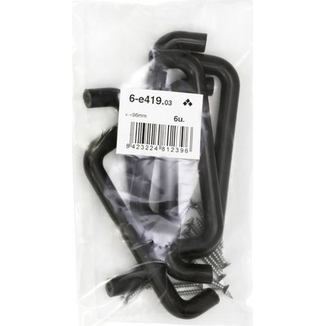 Bolsa con 6 asas de plástico con acabado negro, dimensiones: 105x10x27mm entrepuntos: 96mm - (1/4)
