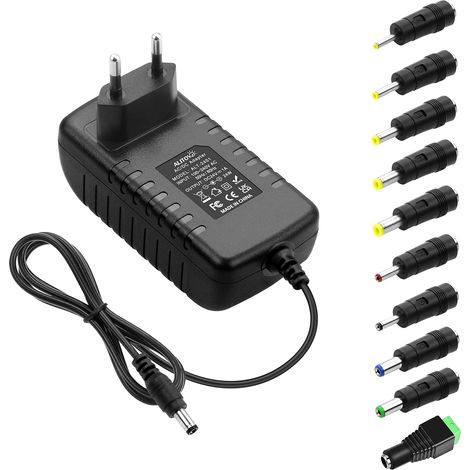 Adaptateur d'alimentation 24V 1A DC 24V 24W 1000mA 800mA 500mA Transformateur convertisseur de puissance avec 10 embouts pour bande LED Chats Caméras de sécurité Audio Vidéo Alimentations (1/5)