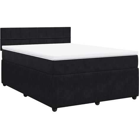 Maison Exclusive - Sommier à lattes de lit avec matelas Noir 140x200 cm Velours (1/5)