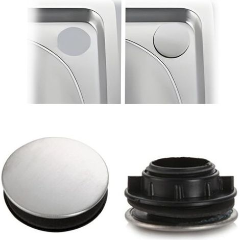 Ensemble de 2 couvercles d'évier en acier inoxydable pour bouchon de trop-plein de forme ronde Élément décoratif pour recouvrir le trou de trop-plein de votre évier, Simplifiez-vous la vie (1/5)