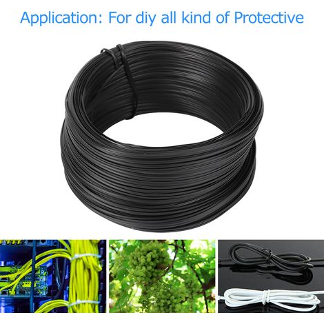 Fil de ligature plat noir galvanisé recouvert de PVC de 0,55 mm, 100 m, pour le ligature artisanale de vignes et de bonsaïs. (1/4)