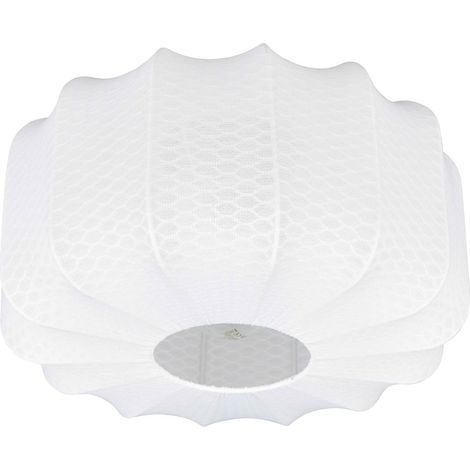 Plafoniera, tessuto e metallo, bianco e nero, D 40 cm, Madeline (1/5)