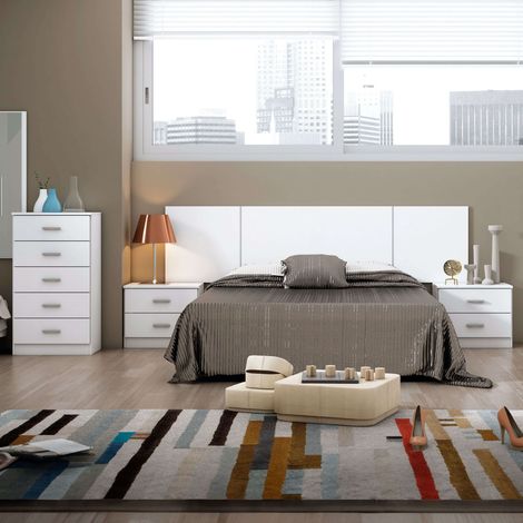 Pack muebles dormitorio Couple en color blanco mate Dormitorio moderno