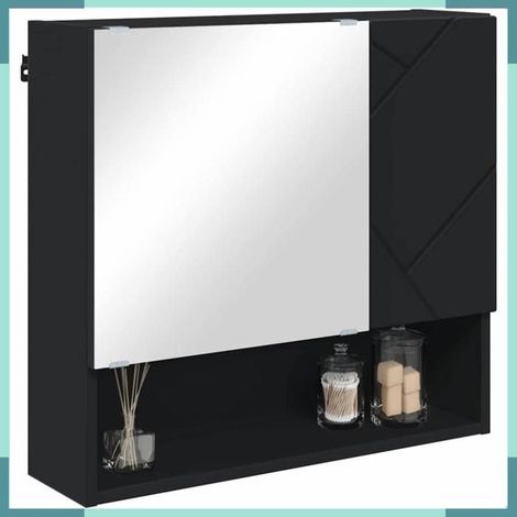 883365 Armoire Miroir Noir 59 x 17 x 55 cm Bois d'ingénierie (1/5)
