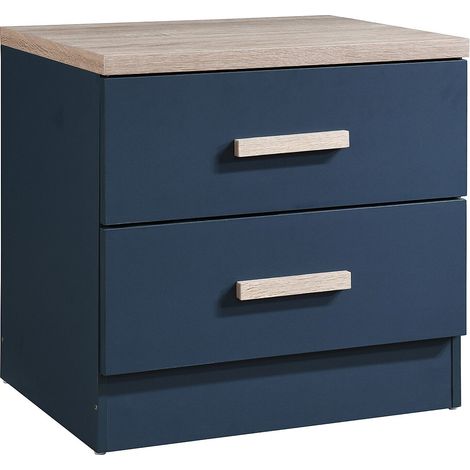 Comodino con 2 cassetti Blu e Naturale - SKAIDO (1/2)