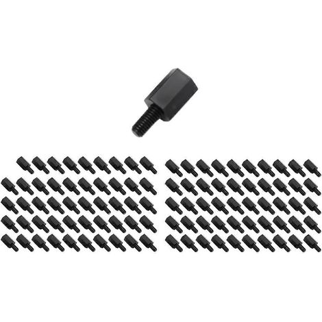 100 entretoises hexagonales en nylon M3 filetées 8 mm + 6 mm pour fixation de circuits imprimés (1/4)