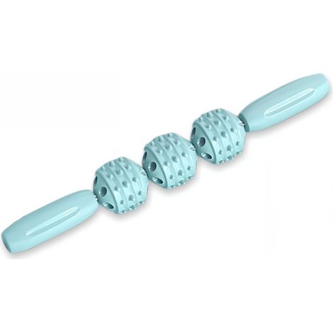 Rouleau de massage sportif à trois boules pour muscles endoloris, crampes, dos, myofascial et points de déclenchement, bleu. (1/5)