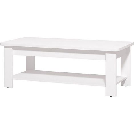 Couchtisch Pella, ein Fach, rechteckig, Platte aus Echtholzdekor, 124x60x45h cm, Weiß