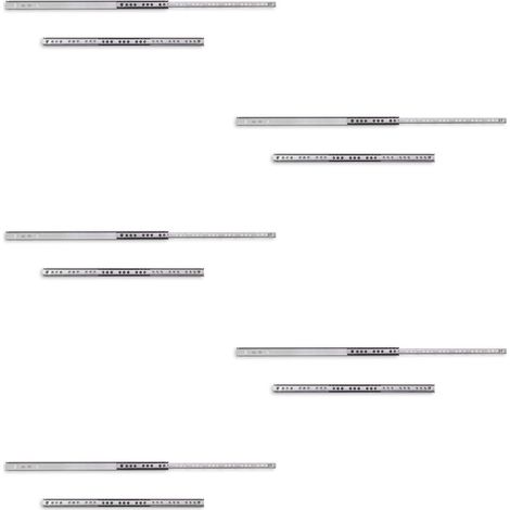 Emuca Lote de 5 juegos de guías para cajones, de bolas, altura 17mm, profundidad 310mm, extracción parcial, Cincado