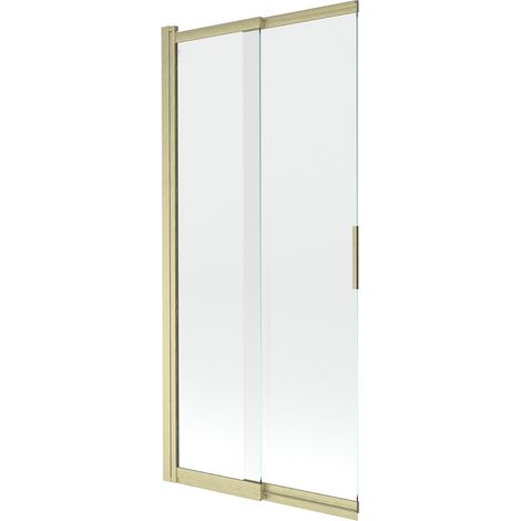Mexen Fox paravent de bain à 2 volets coulissants 85 x 150 cm, transparent, doré brossé - 891-085-002-55-00 (1/2)