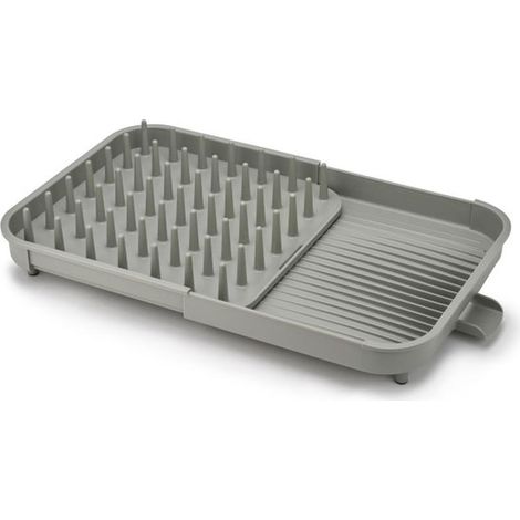 Escurreplatos extensible, Joseph Joseph, Duo, para vajilla de hasta 16 piezas, con recipiente para cubiertos extraíble y boquilla de desagüe integrada